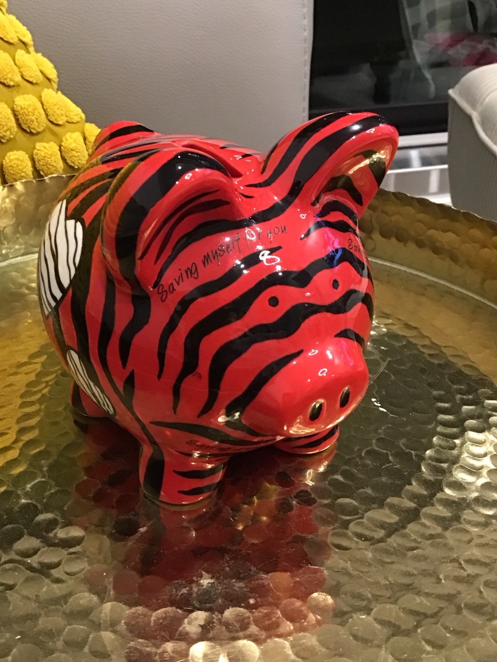 Ganz zebra stripe love piggy bank